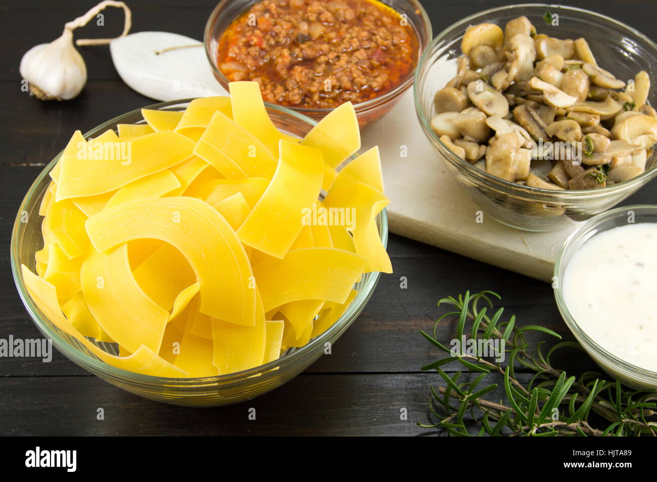 homemade uncooked pasta Stock Photo