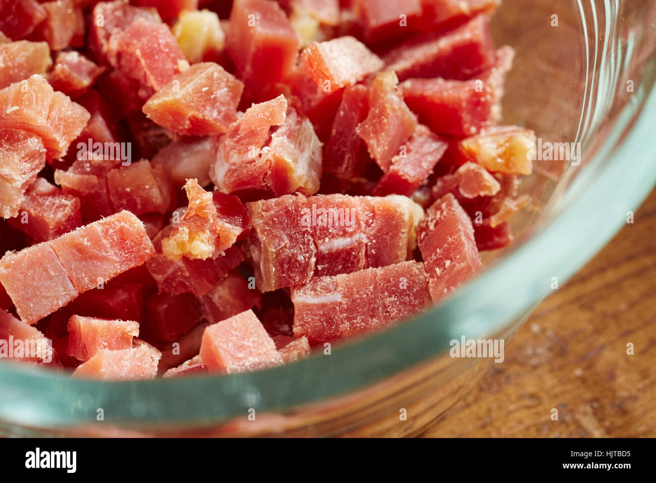 chopped bits of American country ham Stock Photo