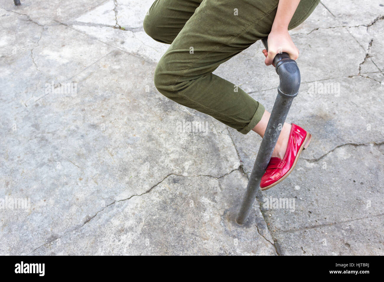 red shoes against concret Stock Photo 