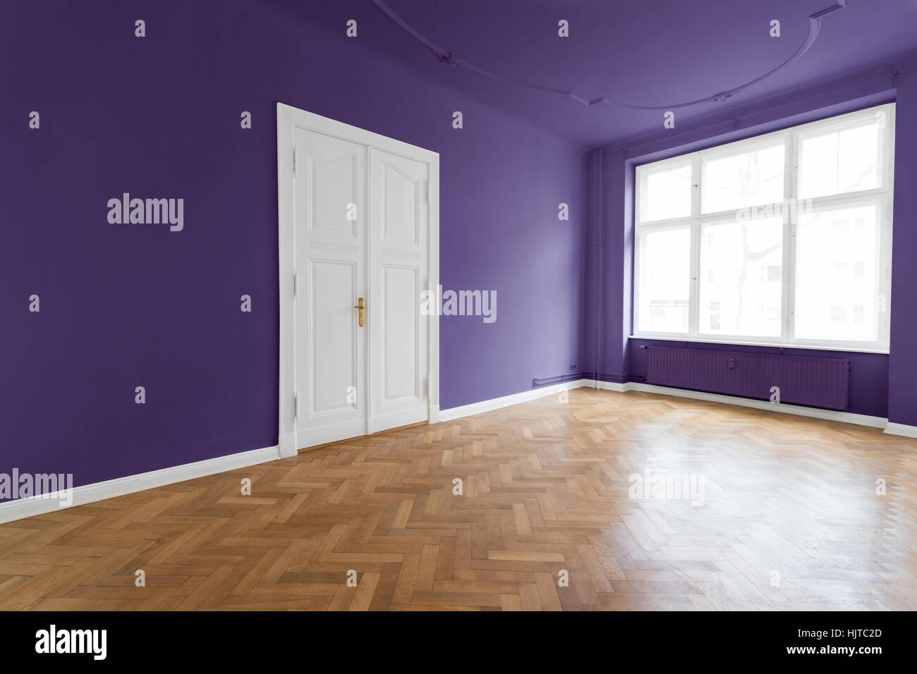 real estate interior, apartment with purple walls Stock Photo
