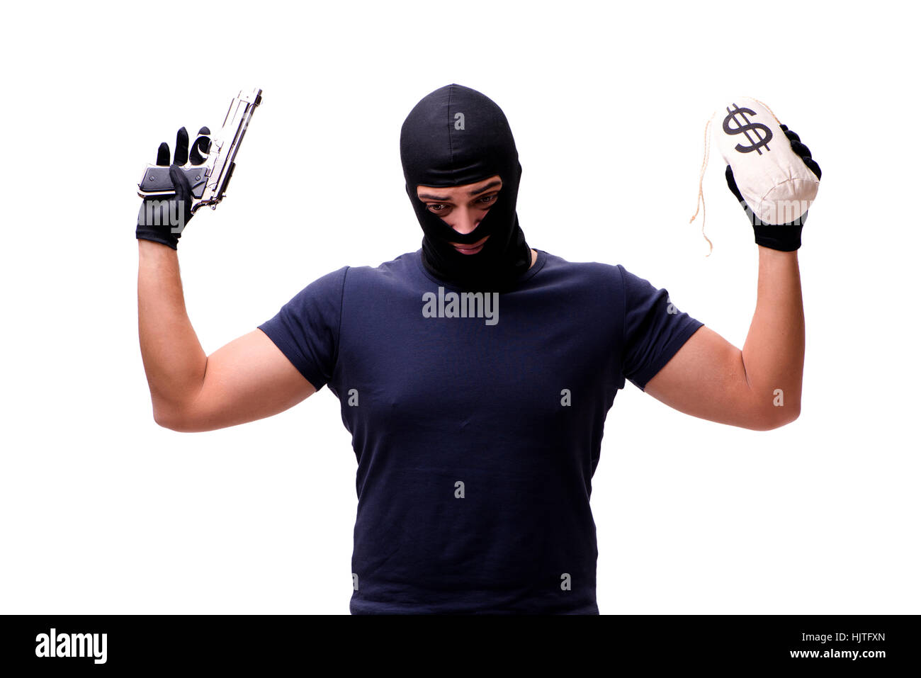 Robber wearing balaclava isolated on white Stock Photo - Alamy