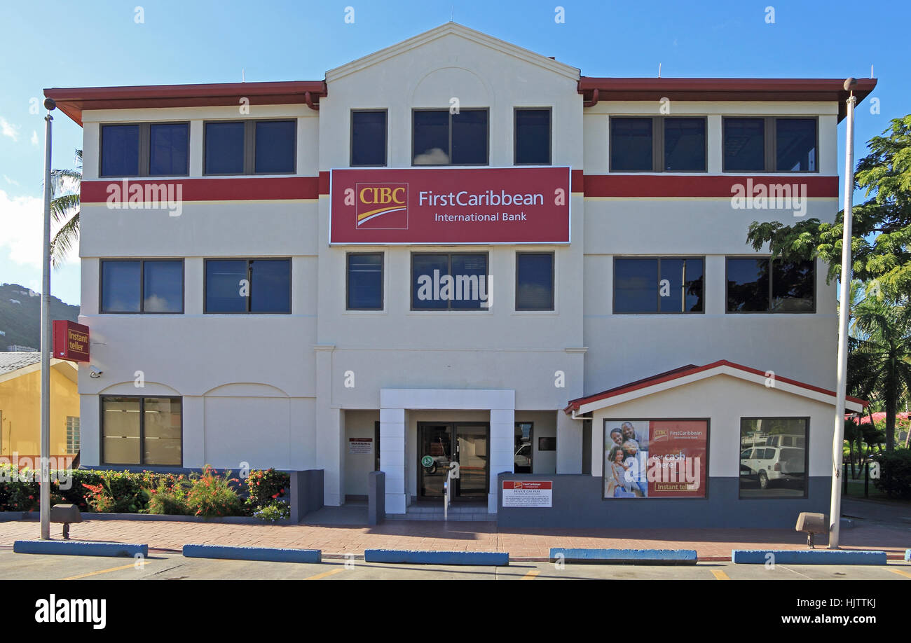 CIBC FirstCaribbean International Bank branch, Road Town, Tortola Stock Photo