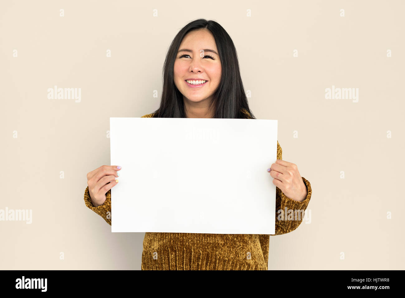 Woman Portrait Copy Space Studio Background Concept Stock Photo - Alamy
