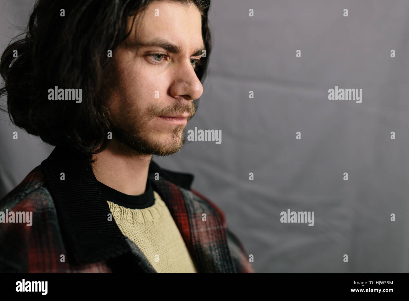 Portrait of a hairy hipster Stock Photo