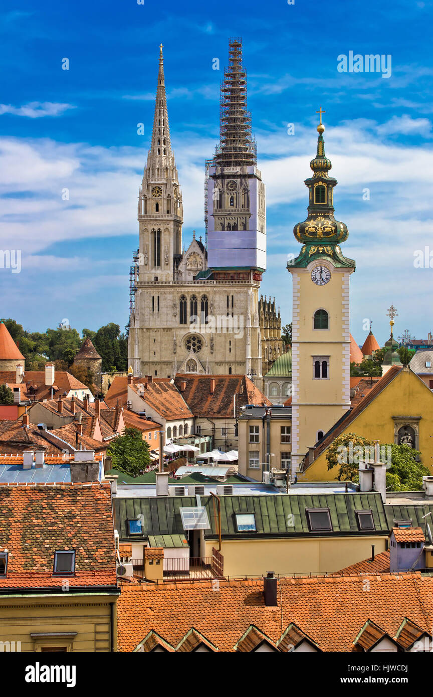 Church towers of Zagreb, capital of Croatia Stock Photo