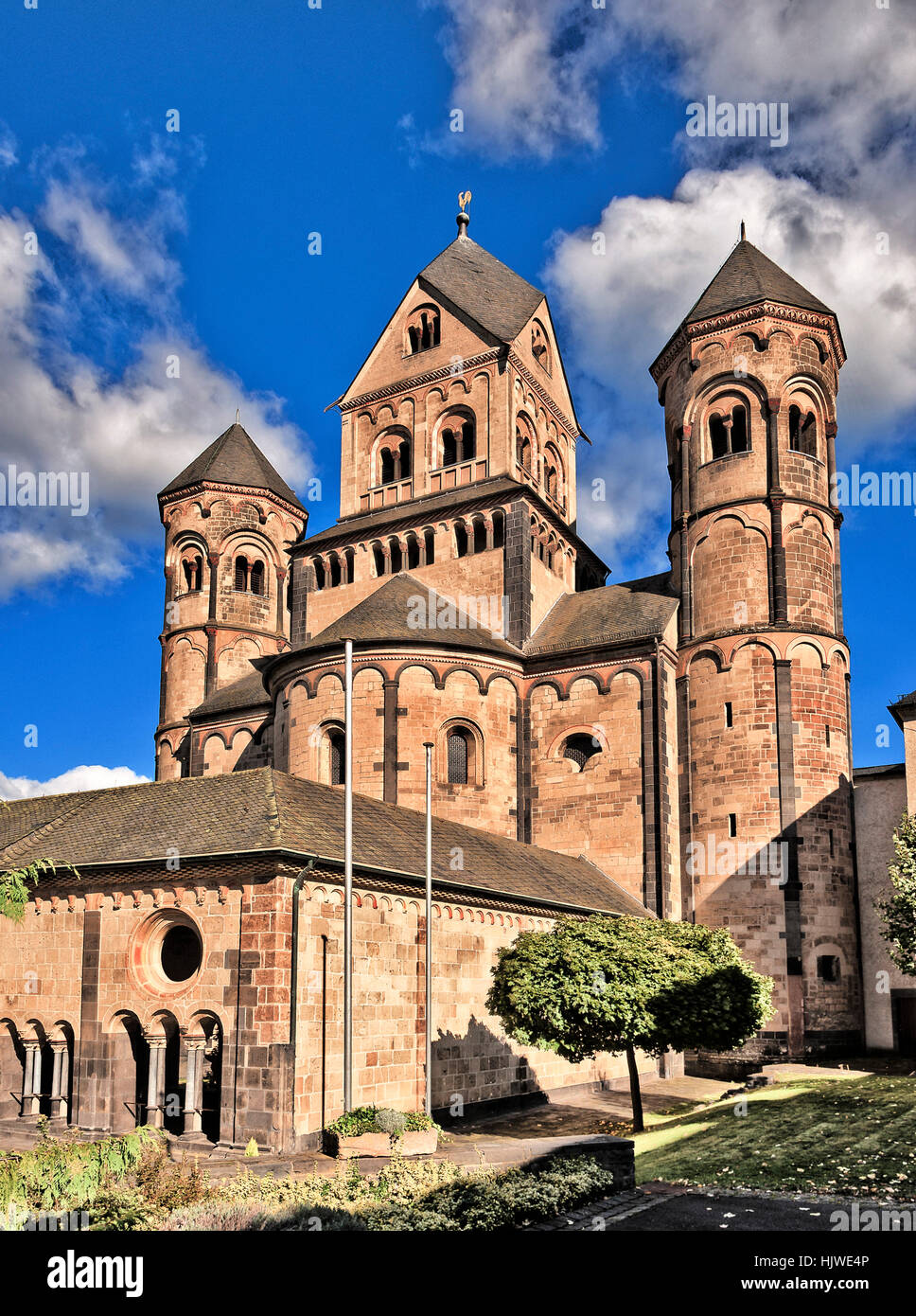 Maria Laach abbey, monastery church, medieval monastery, Glees, Eifel, Rhineland-Palatinate, Germany Stock Photo