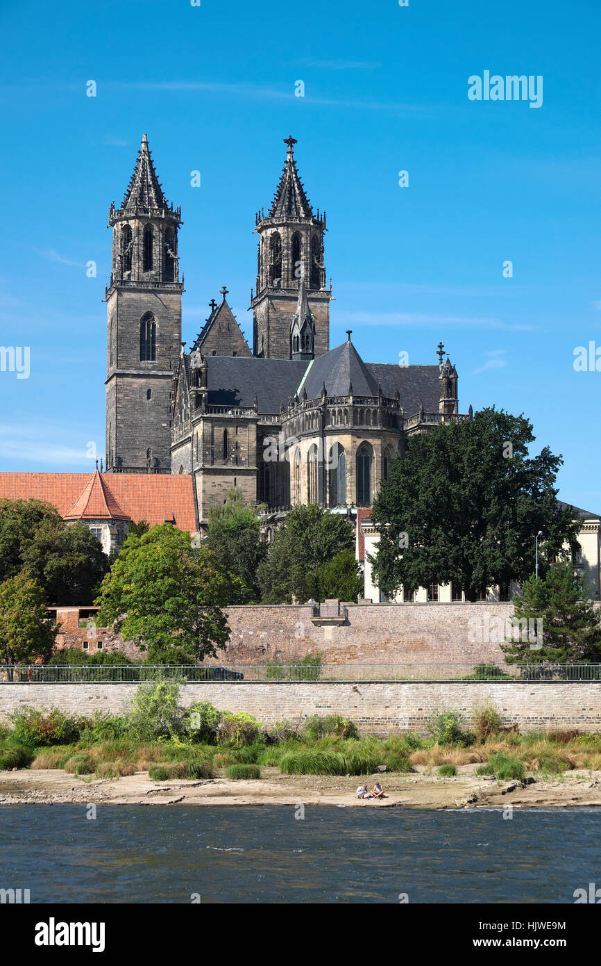 Magedeburg Cathedral on the Elbe, Magdeburg, Saxony-Anhalt, Germany Stock Photo