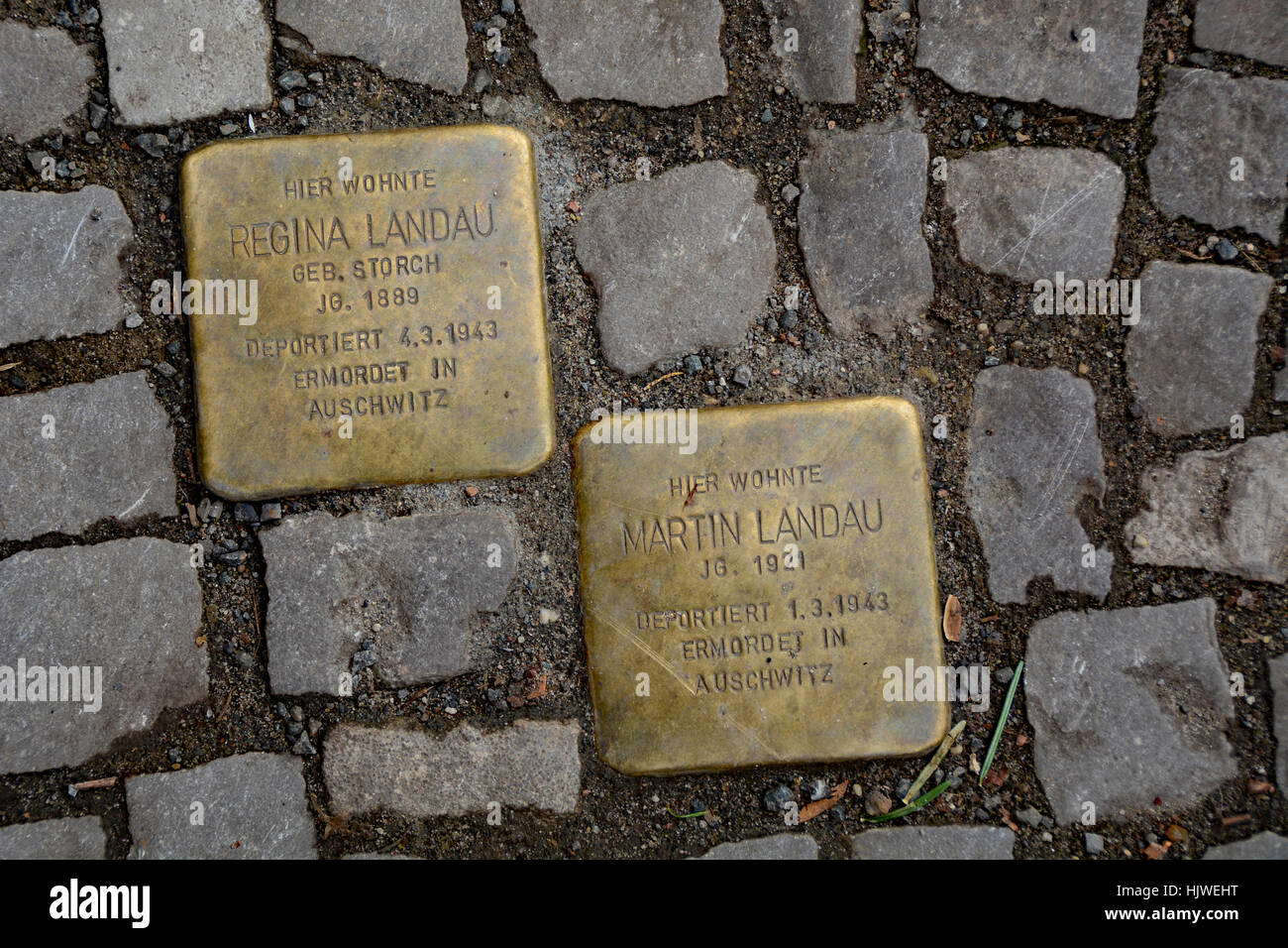Stolperstein (stumbling stone) on the streets of Berlin commemorating
