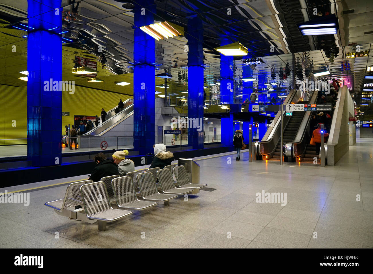 Metro station Münchner Freiheit, Munich, Upper Bavaria, Bavaria, Germany Stock Photo