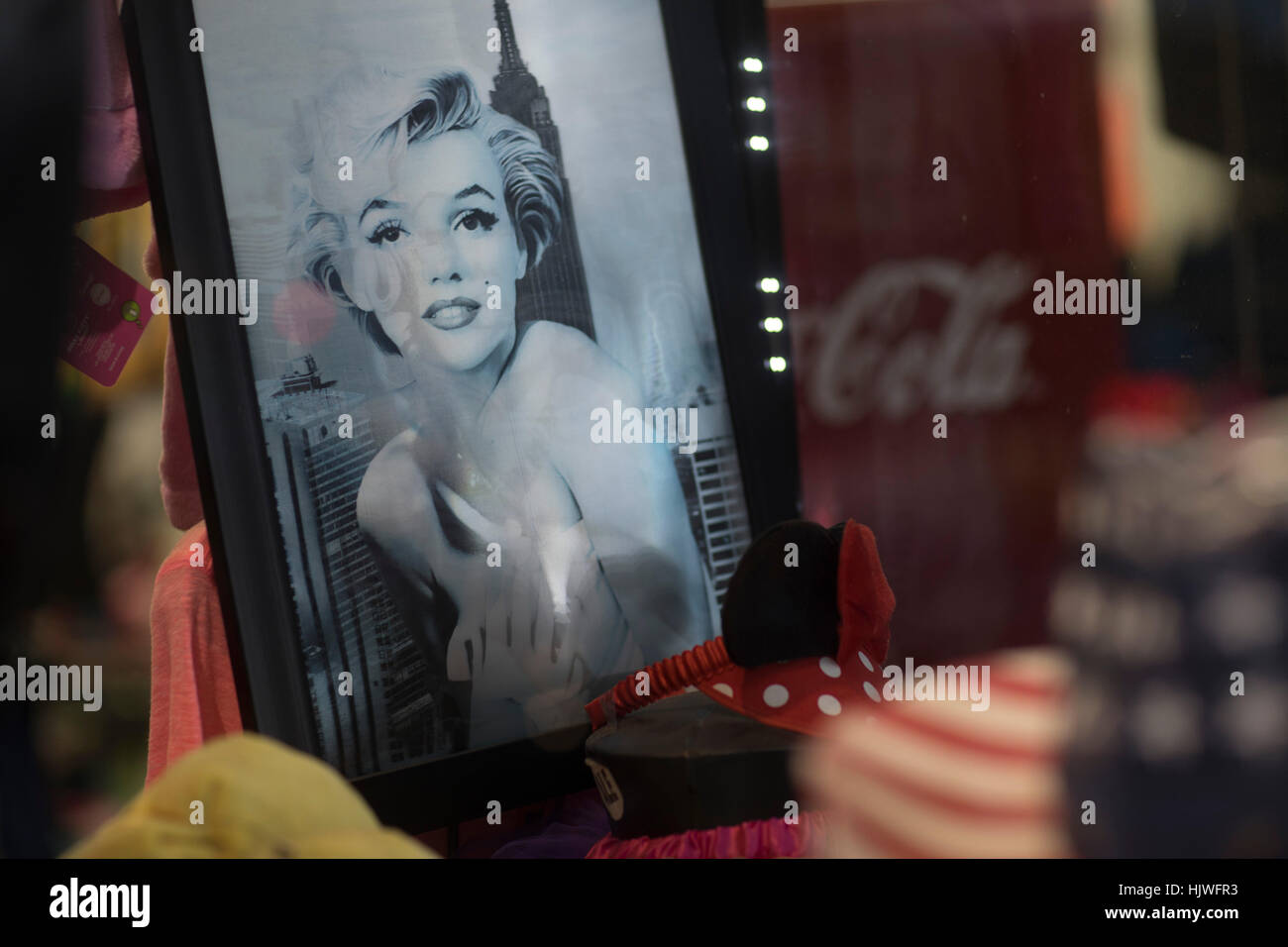 Marilyn Monroe images on sale in a gift shop, Hollywood Boulevard