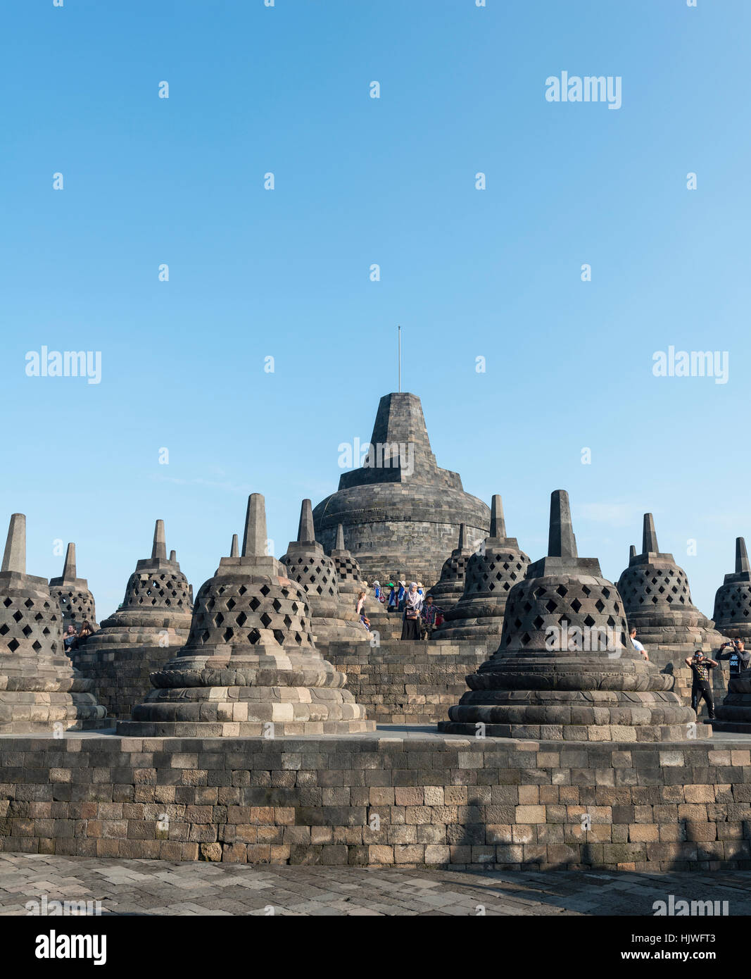 Borobudur temple, stupas, Borobudur, Yogyakarta, Java, Indonesia Stock Photo