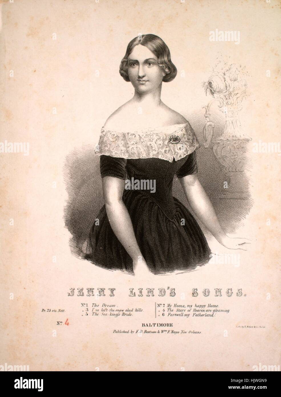 Sheet music cover image of the song 'Jenny Lind's Songs No 4 The Stars