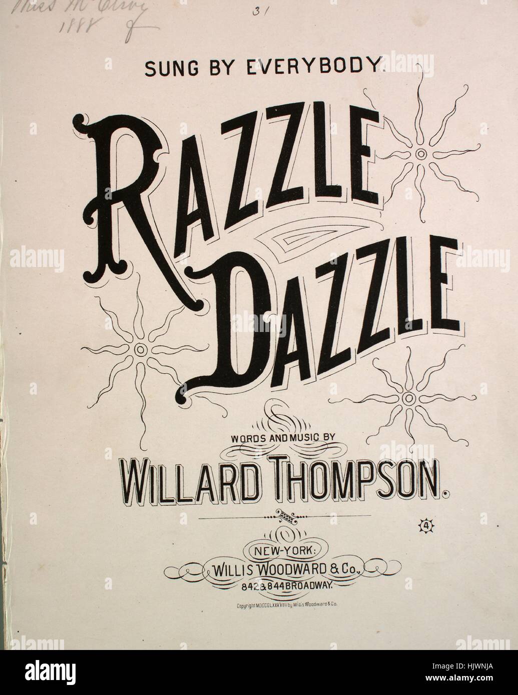 Sheet music cover image of the song 'Razzle Dazzle', with original
