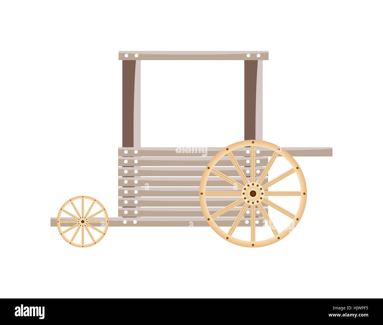 Wooden cart isolated on white background Vector illustration Stock