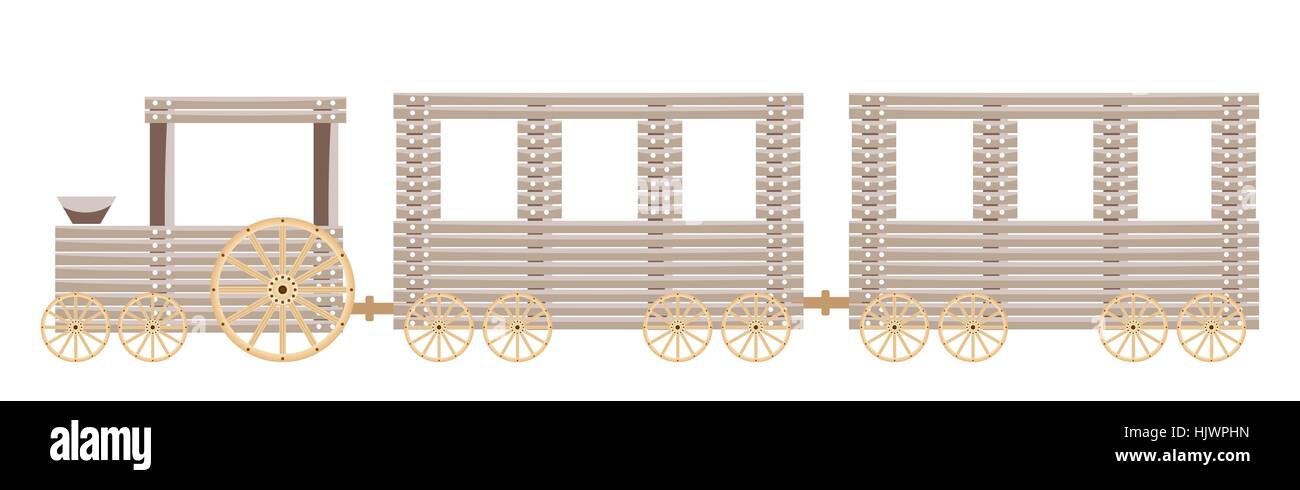 Wooden train  isolated on white background Vector illustration Stock Vector