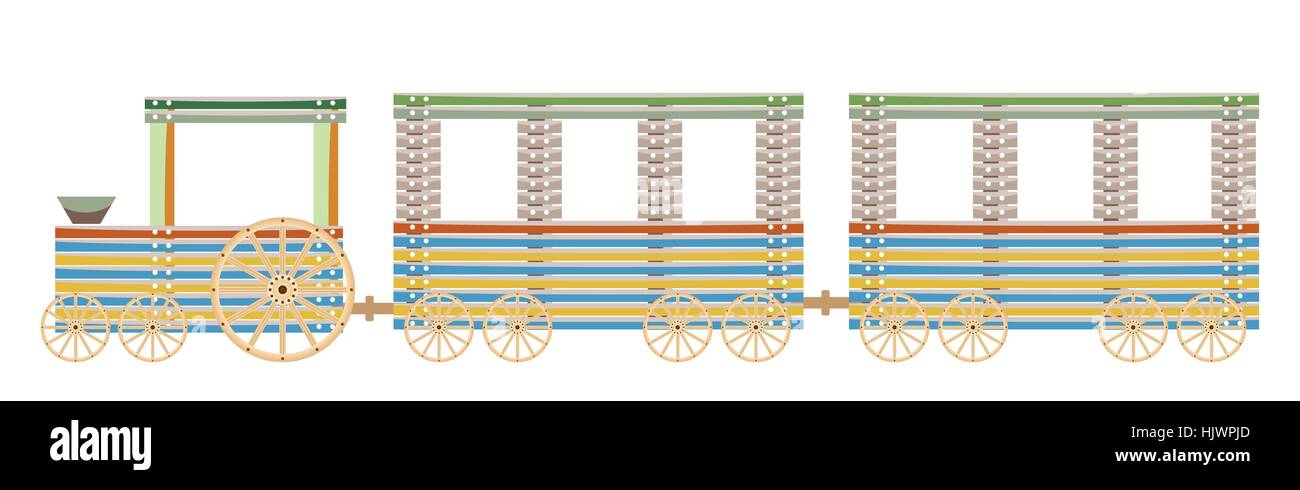 Wooden train  isolated on white background Vector illustration Stock Vector