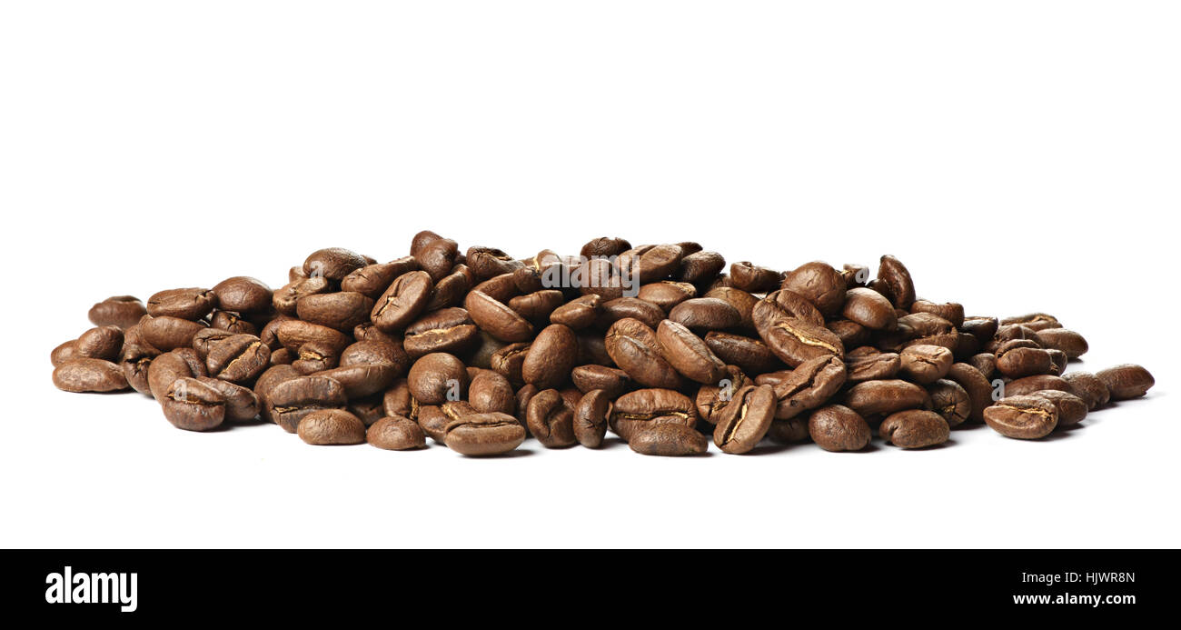 pile of roasted coffee beans isolated on white background Stock Photo ...