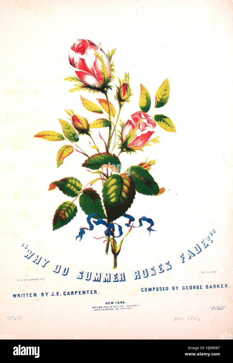 Sheet music cover image of the song 'Why Do Summer Roses Fade?', with