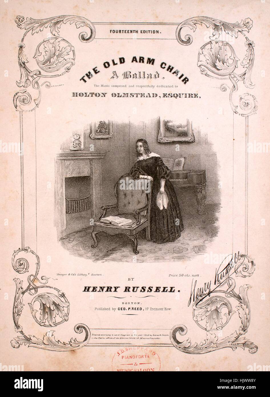 Sheet music cover image of the song 'The Old Arm Chair Fourteenth