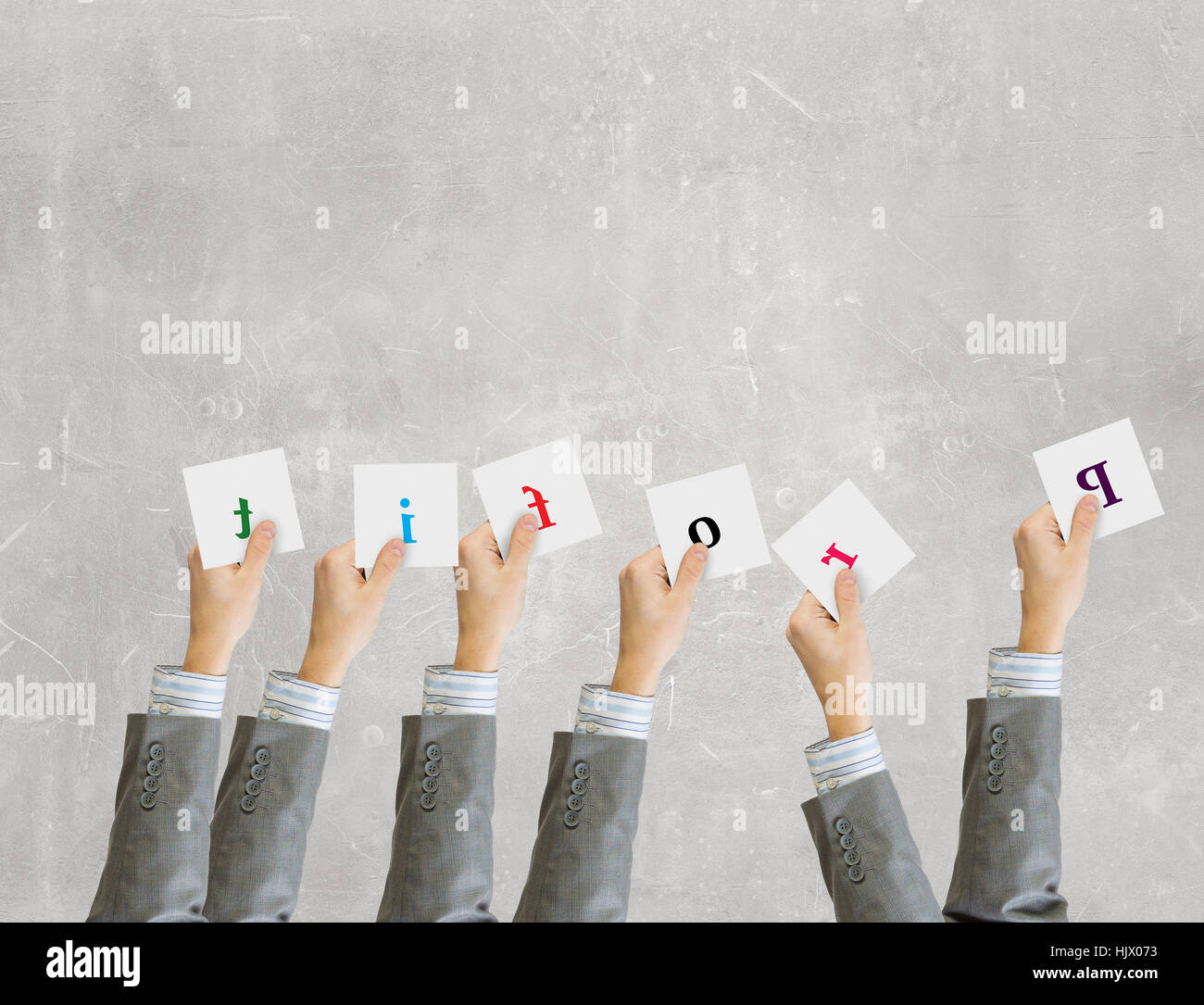 Hands people team word letters hi-res stock photography and images - Alamy