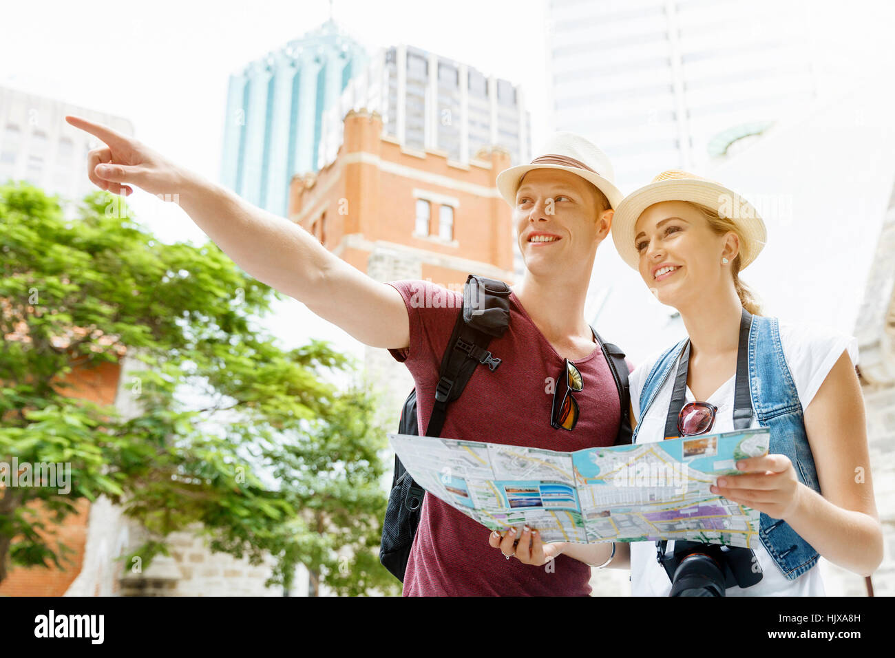 Happy man woman tourists hi-res stock photography and images - Alamy