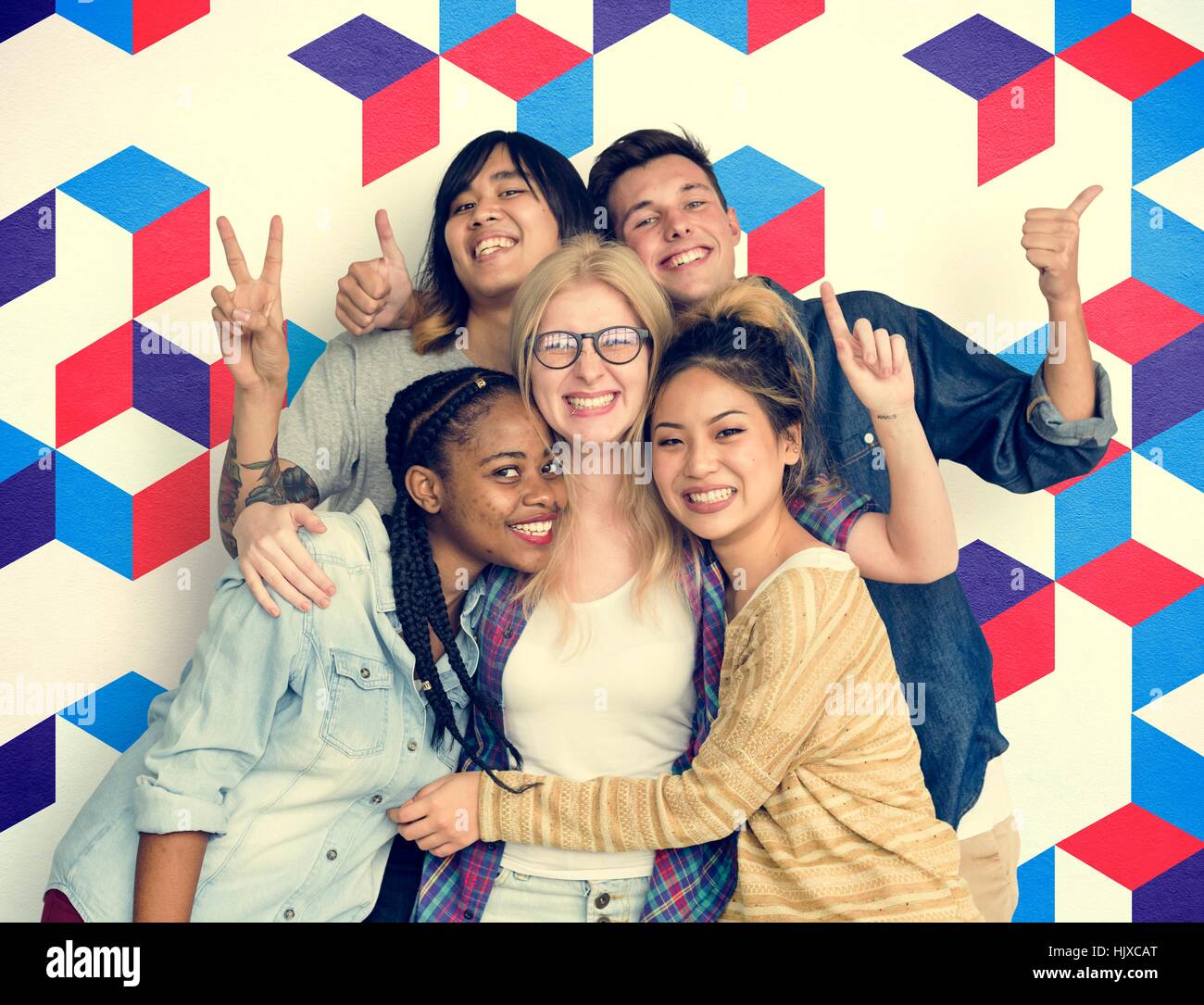Diversity Students Friends Happiness Pose Concept Stock Photo - Alamy