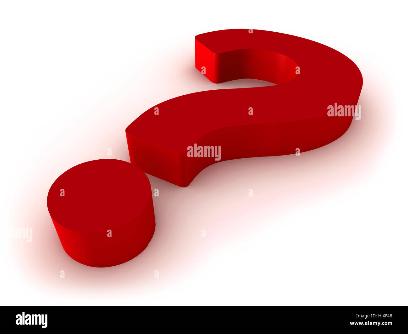 3D Red Question Mark on White Background Stock Photo