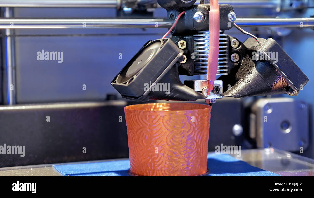 Three dimensional plastic 3d printer Stock Photo