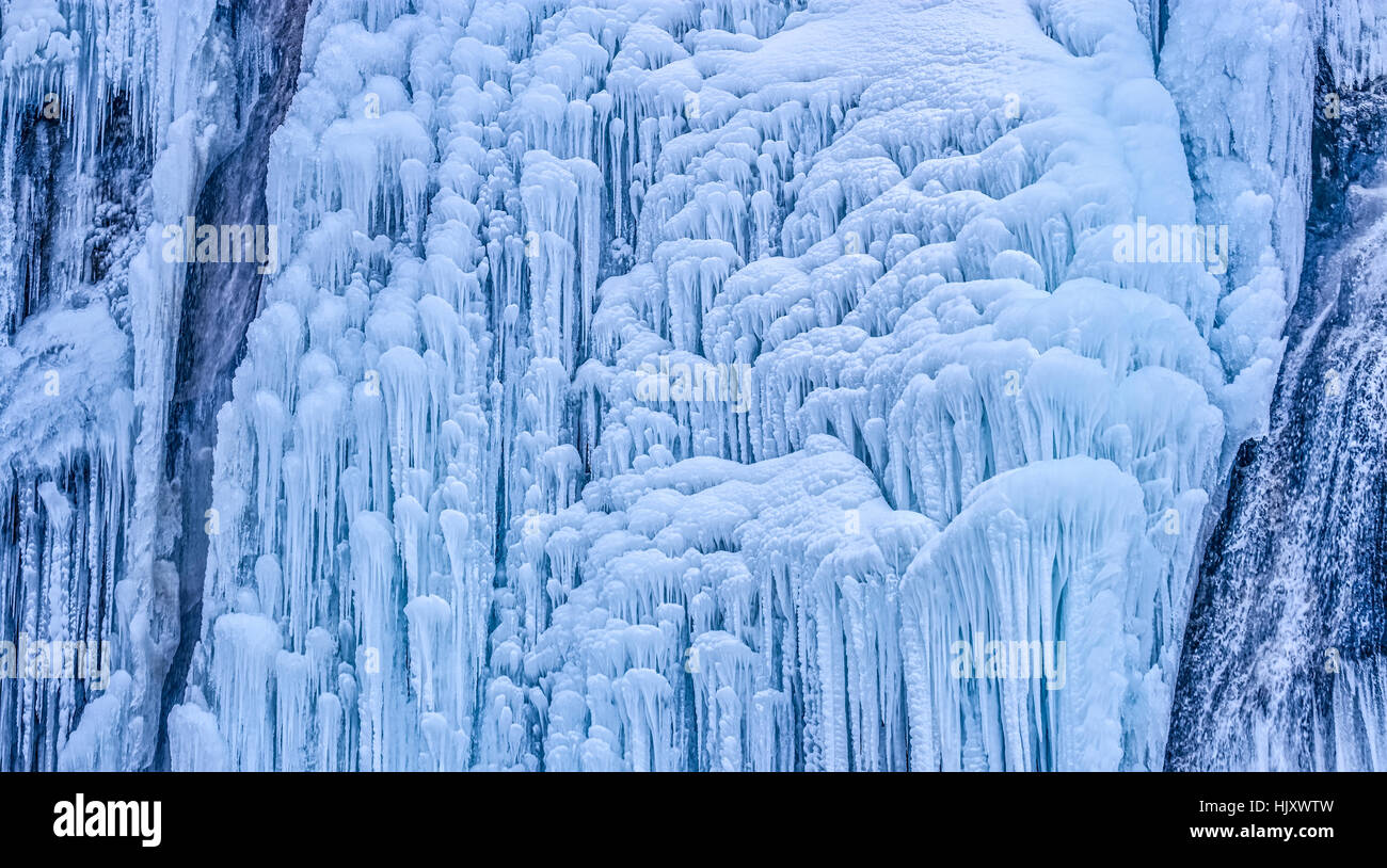 Winter time frozen waterfall Stock Photo