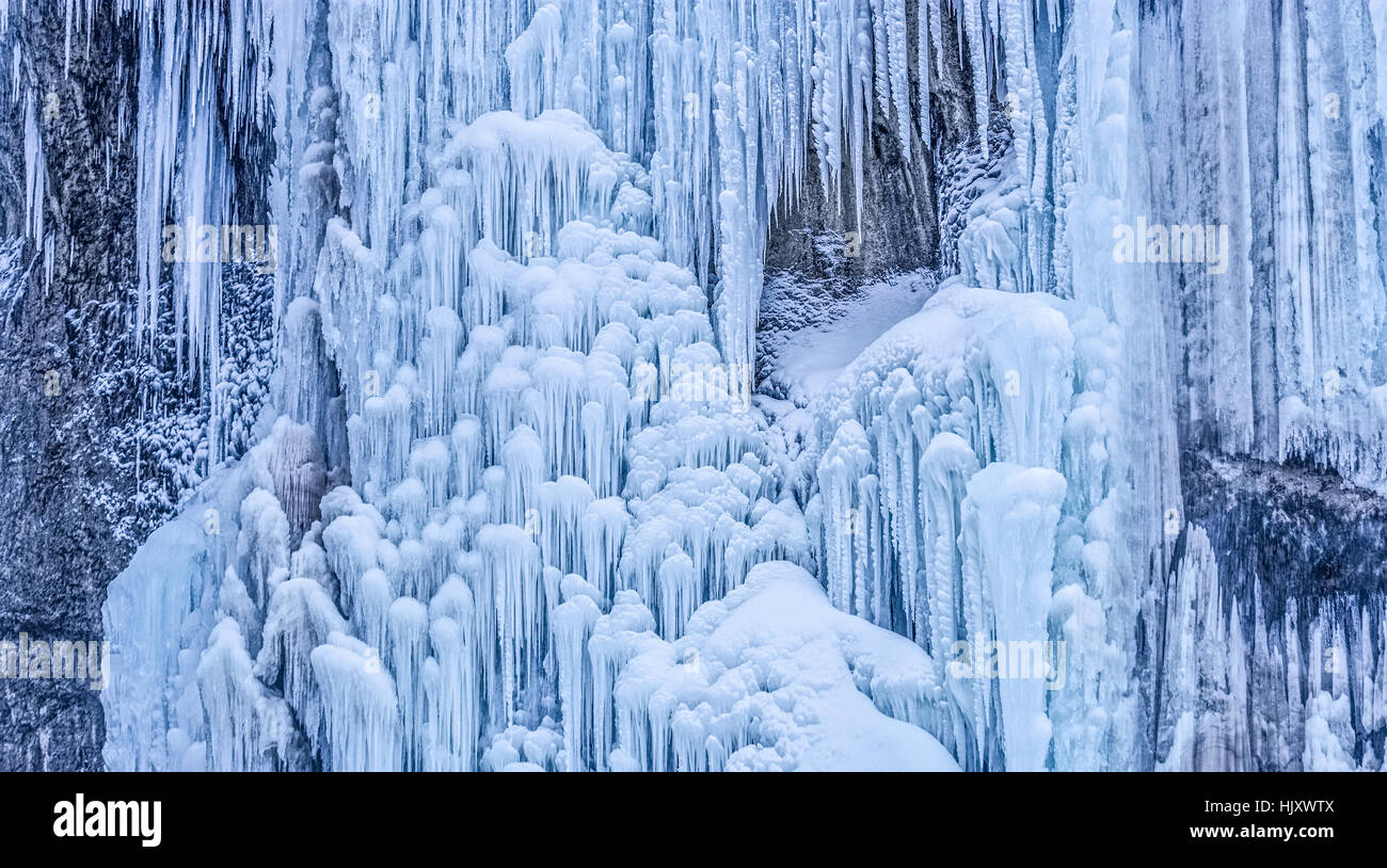 Frozen waterfall background Stock Photo