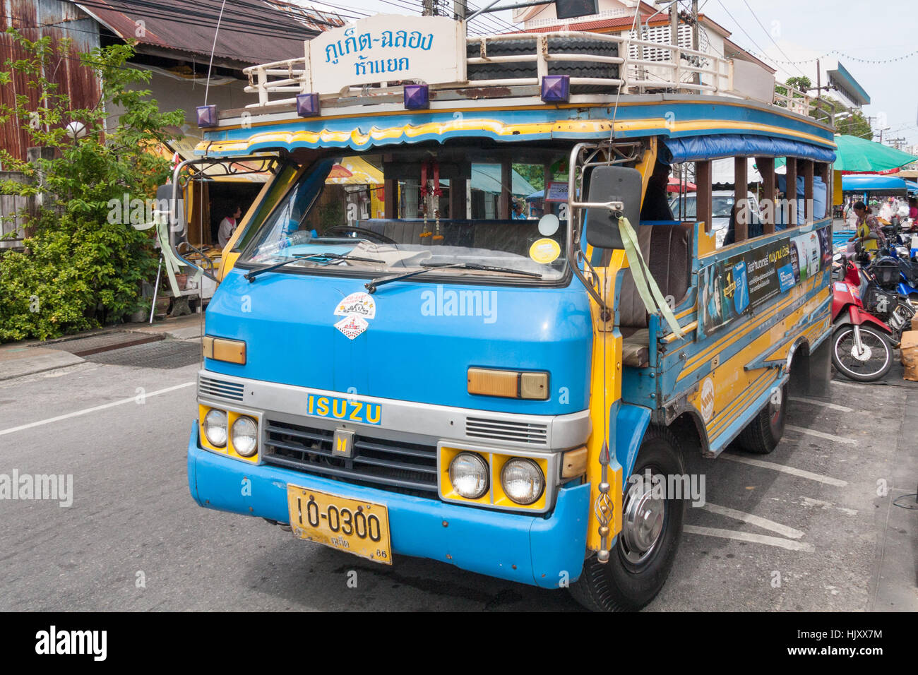 Bus transport in old Phuket Town, Thailand Stock Photo