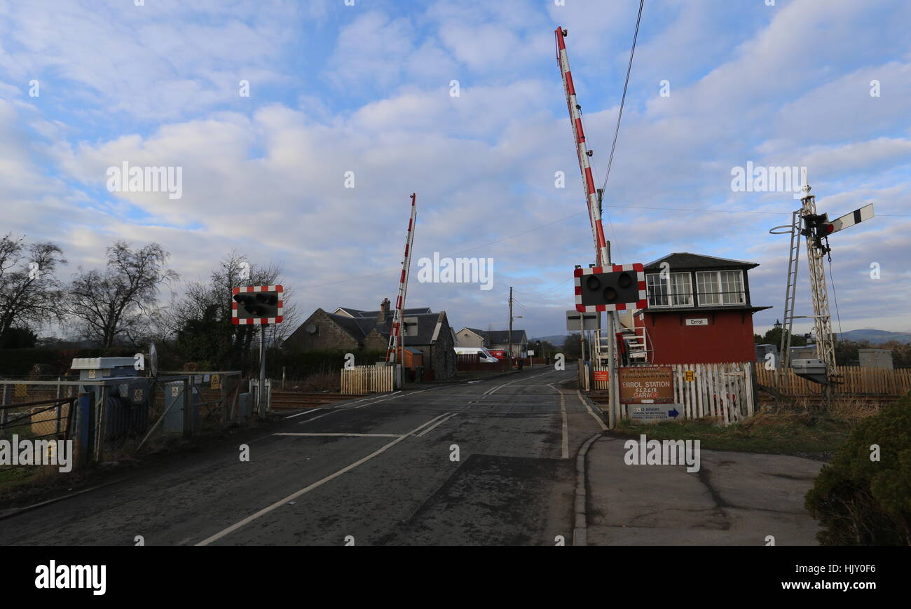 Level crossing Errol Perthshire Scotland  January 2017 Stock Photo