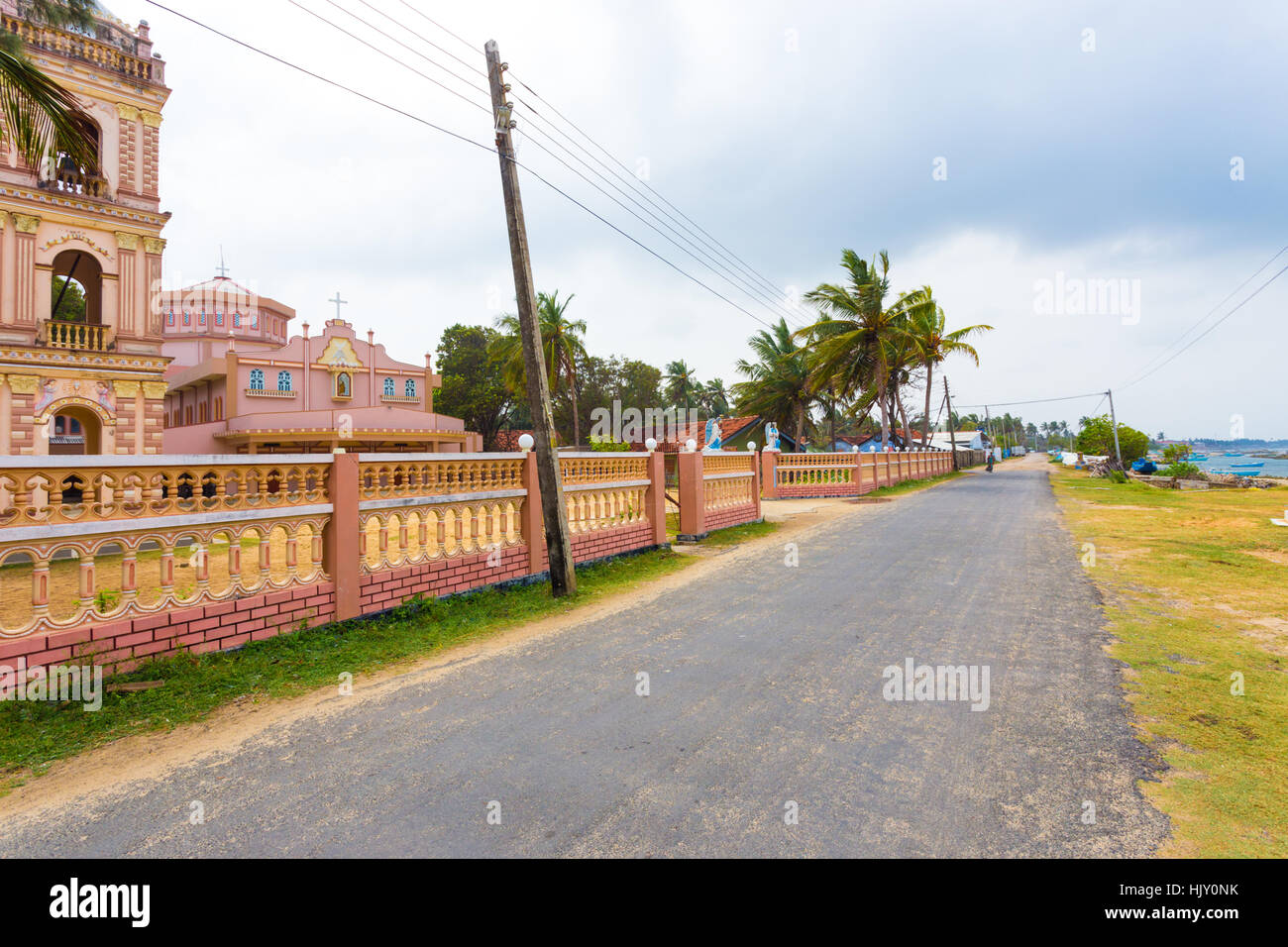 St. Thomas Church situated on the coast along a coastal road in Point Pedro, Jaffna, Sri Lanka Stock Photo