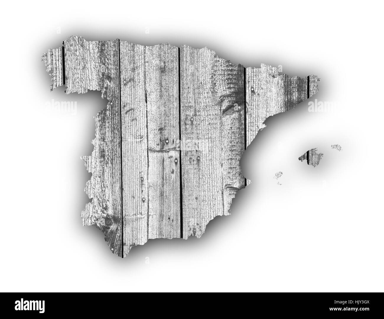 Map of Spain on weathered wood Stock Photo Alamy