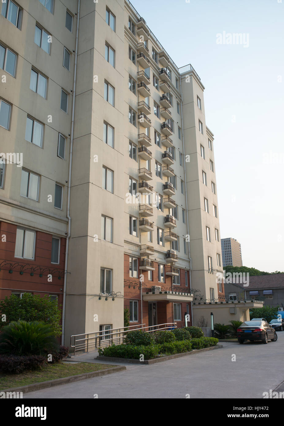 Apartment Block Exterior Color Reference: Apartment Block Exterior And Entrance Nanjing China Stock Photo