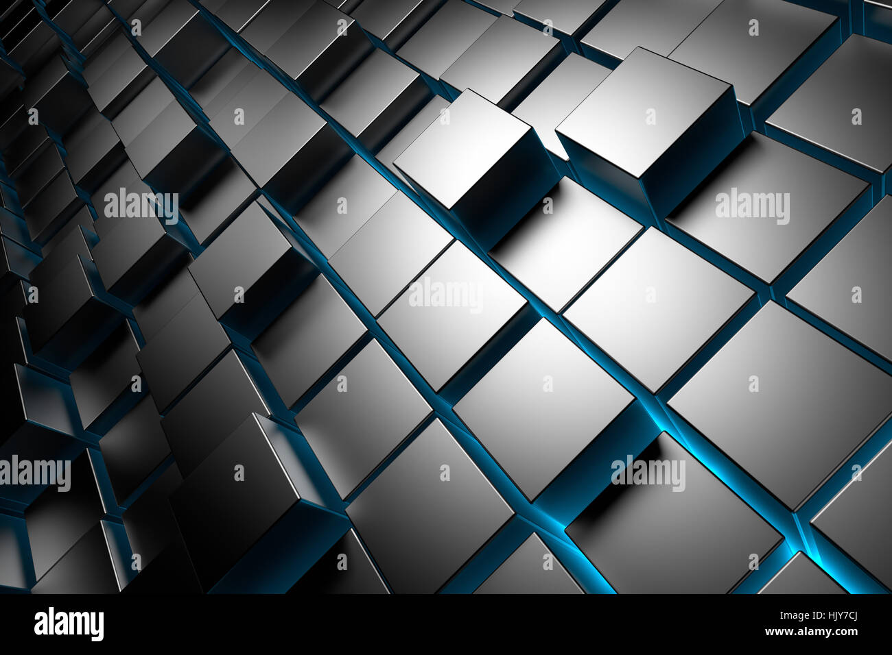 illustration, metal, square, brick, cube, backdrop, background, blue, art, Stock Photo