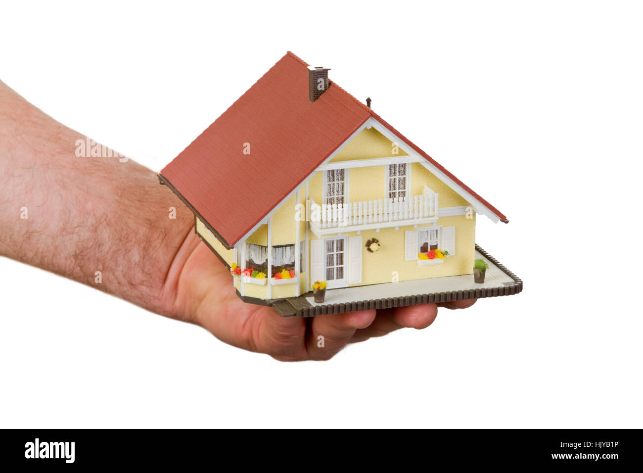 hand, detached house, dream house, prefabricated house, real estate, home, Stock Photo