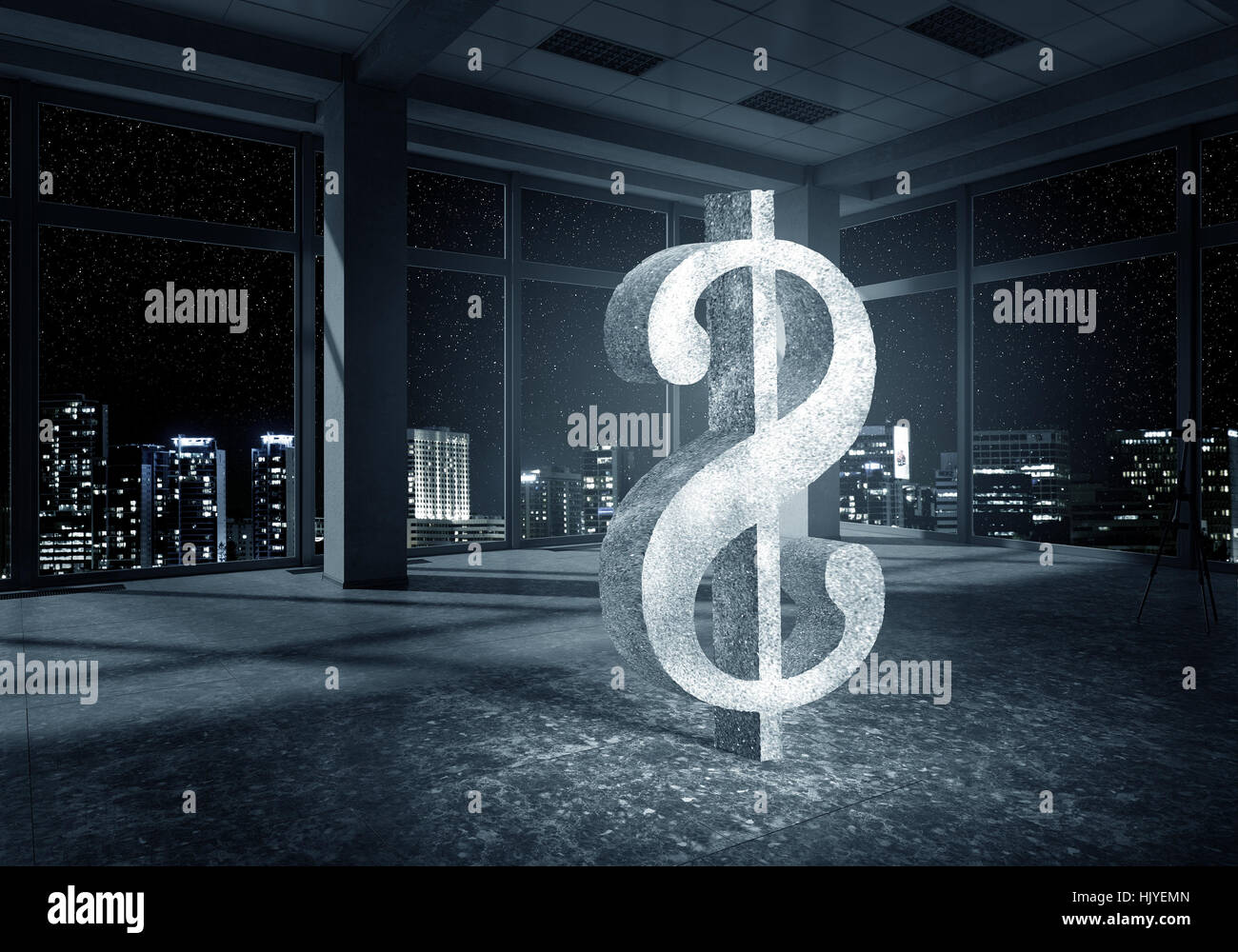 Big dollar symbol on modern office window background Stock Photo - Alamy