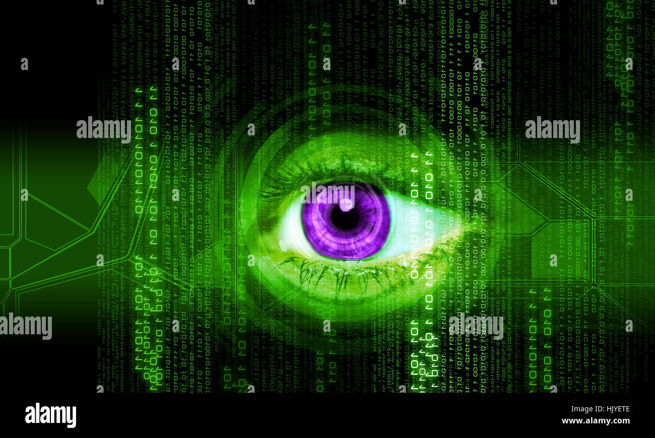 Techinical Eye Close-up high-tech image of human eye. Technology concept Stock Photo ...