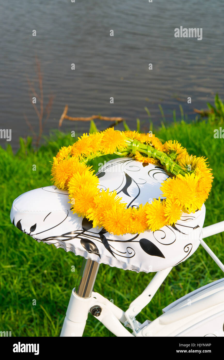 bikes and lei flower wreath Stock Photo