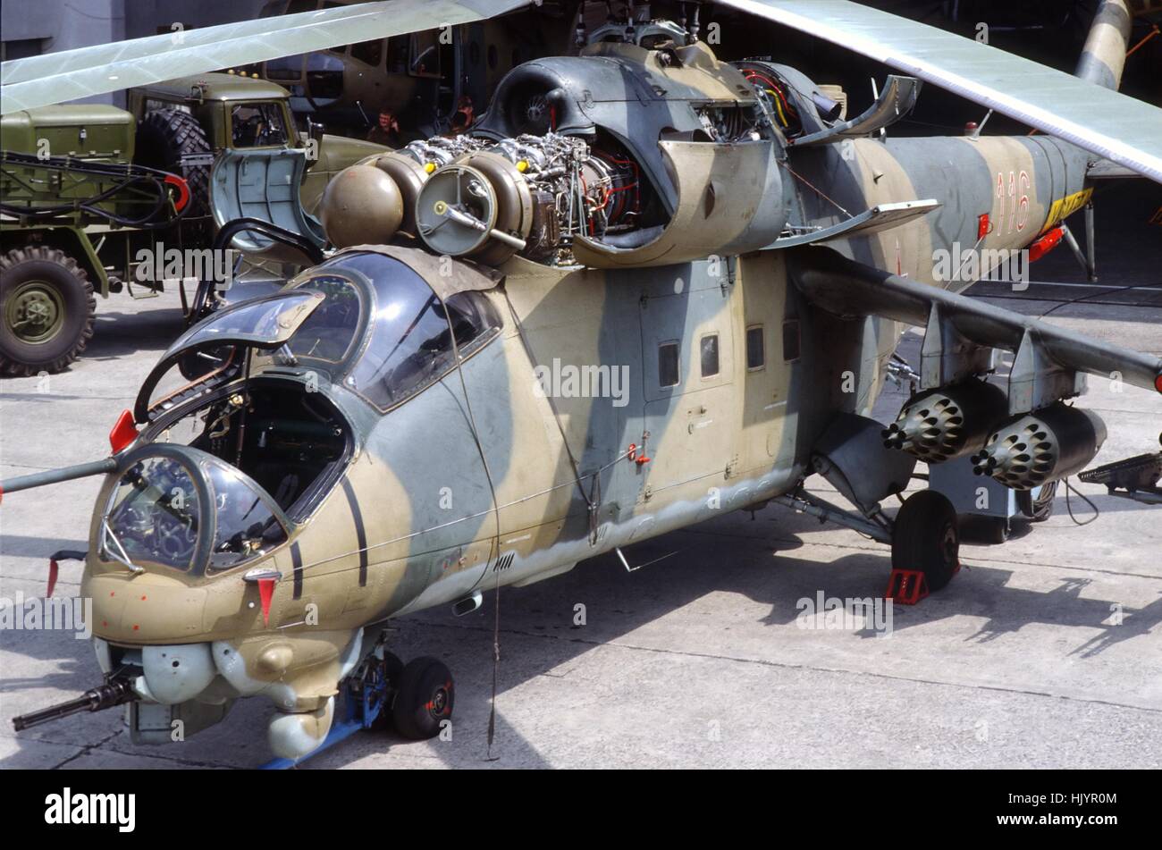 Hungarian Armed Forces, combat helicopters regiment of Veszprem, Soviet-built helicopter MIL 24 Stock Photo