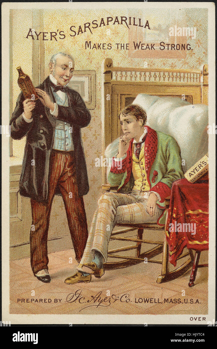 Ayer's Sarsaparilla makes the weak strong. (front) Stock Photo