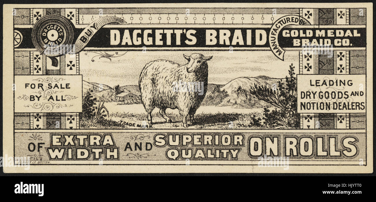 Buy Daggett's Braid, of extra width and superior quality on rolls Stock Photo
