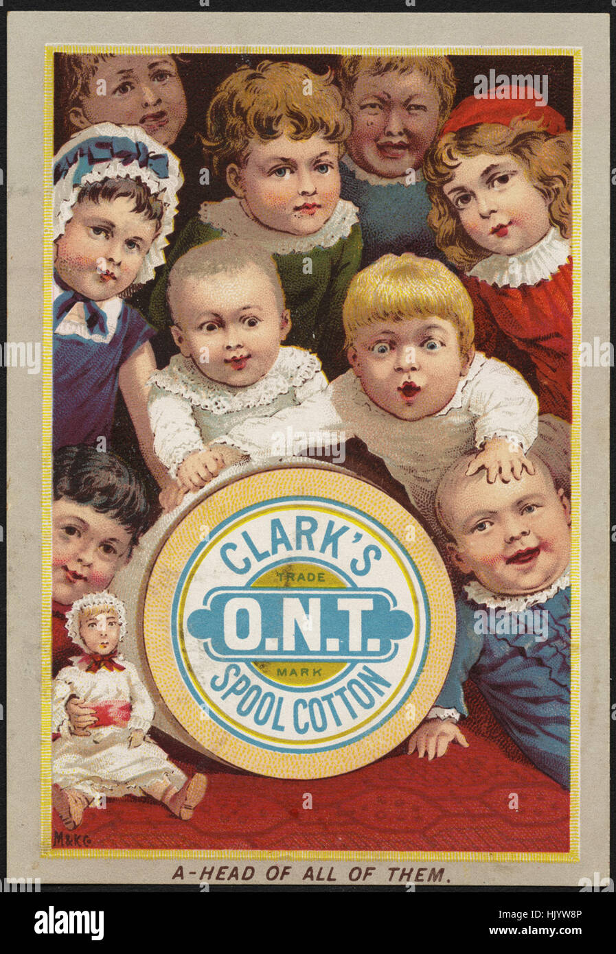 Clark's O.N.T. Spool Cotton, a-head of all of them. Stock Photo