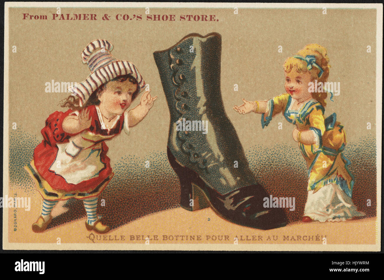 From Palmer & Co's shoe store. Quelle belle bottine pour aller au marche!! Stock Photo