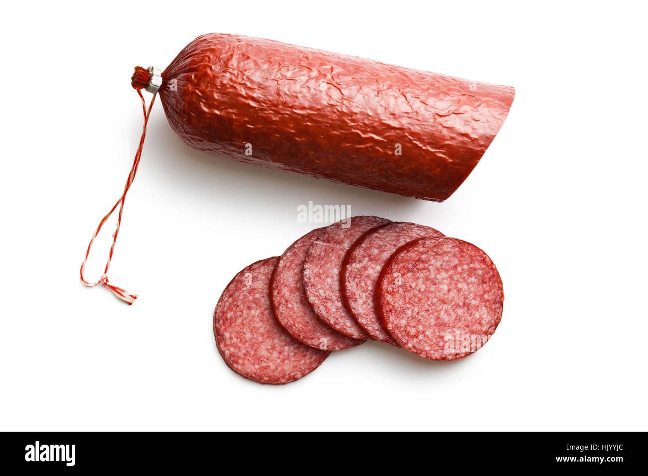 Salami on slicer stock photo. Image of piece, snack, meaty - 15910206