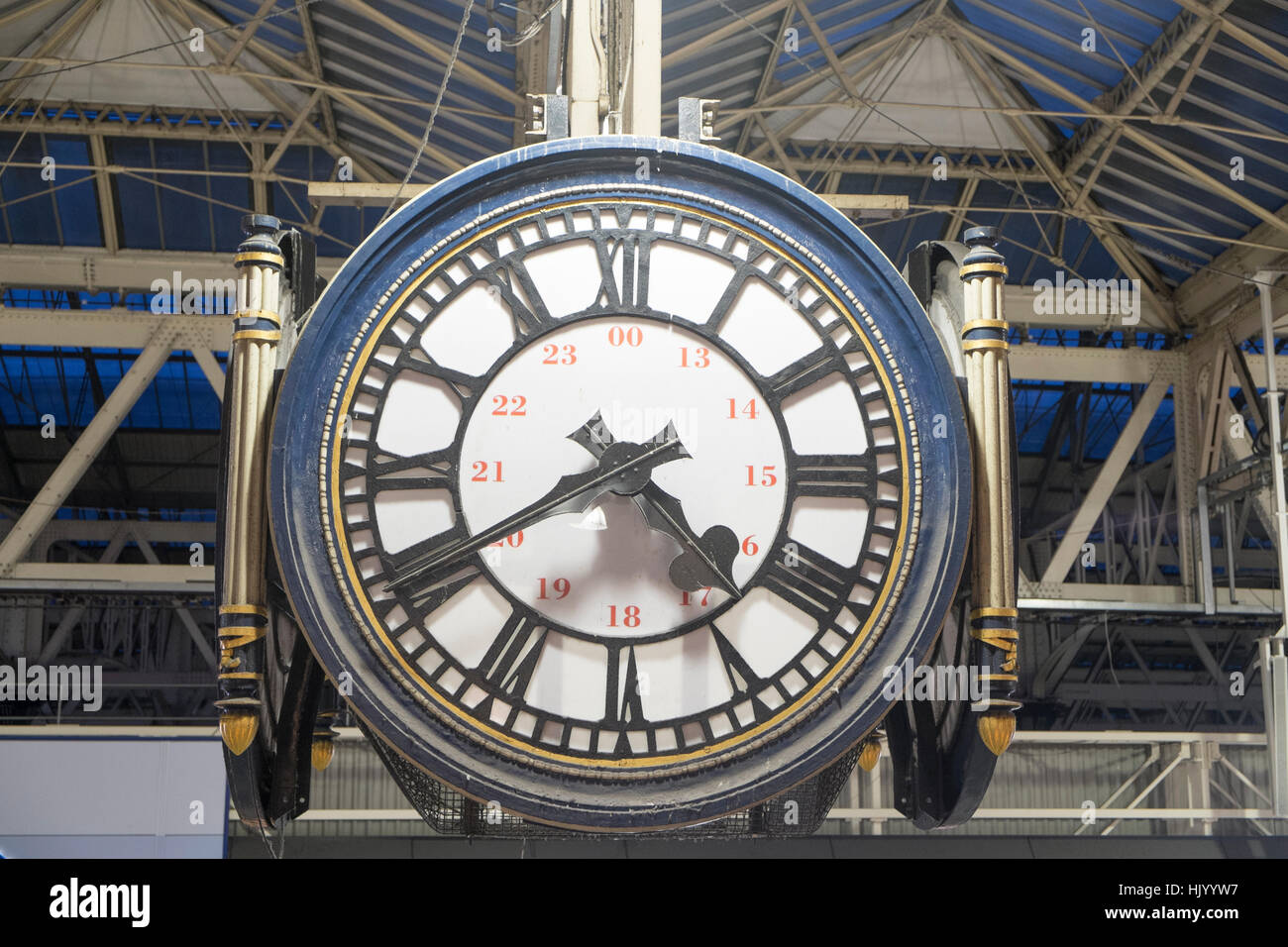Famous clock at London Waterloo railway station,England Stock Photo