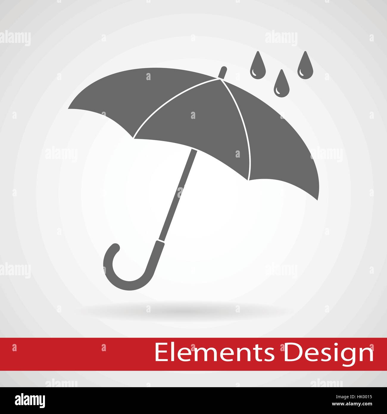 Vector umbrella logo, icon, rain symbol, silhouette shape, weather, interface element Stock