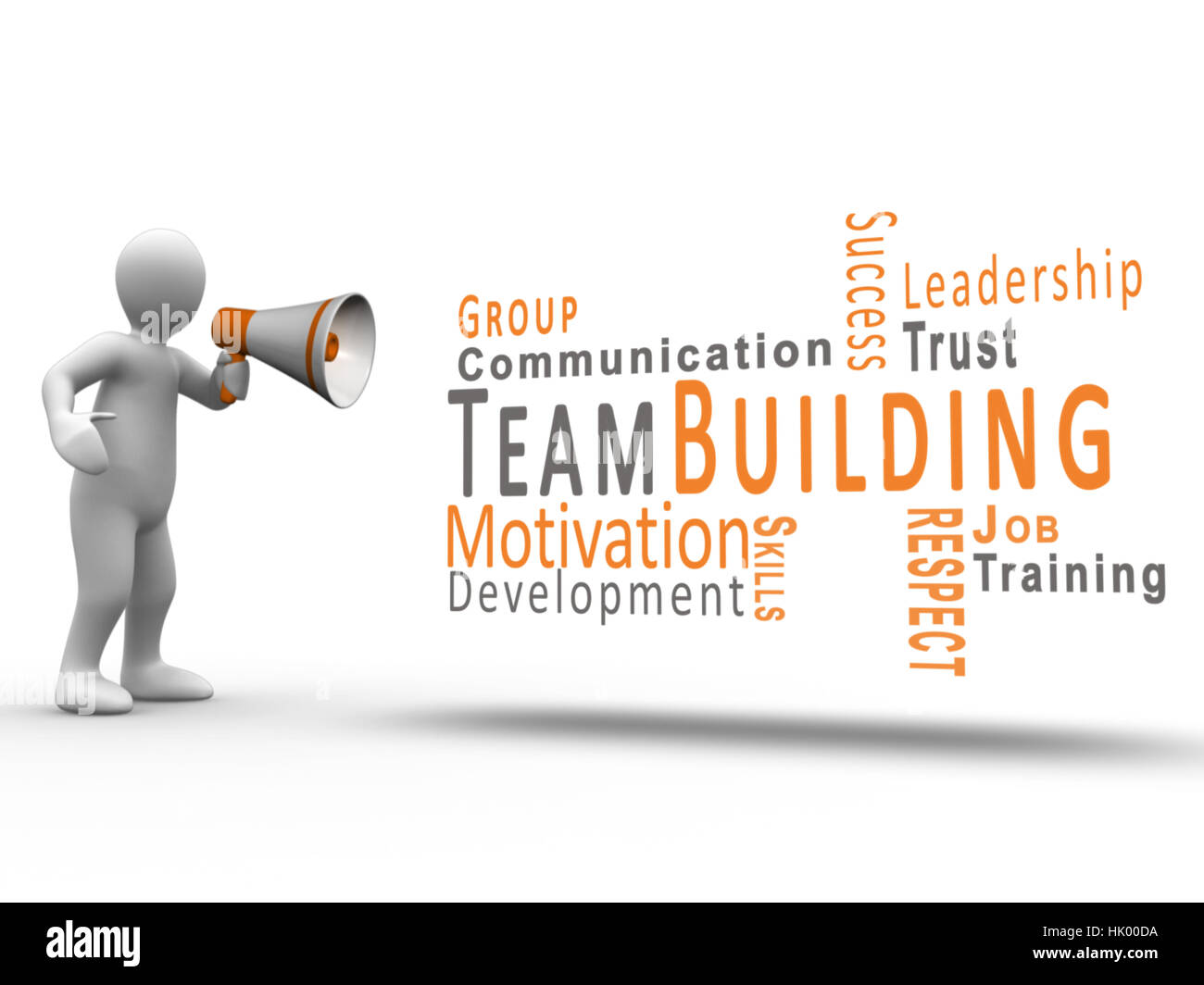 White Figure Revealing Team Terms With A Megaphone On White Background White Figure Revealing Team Terms With A Megaphone On White Background
