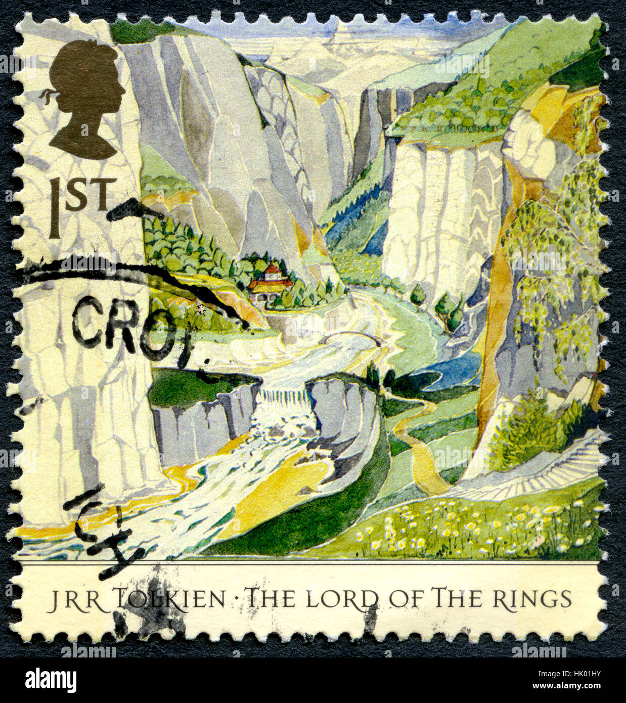 GREAT BRITAIN - CIRCA 2004: A used postage stamp from the UK, celebrating the epic fantasy The Lord of the Rings novels by J R R Tolkien, circa 2004. Stock Photo